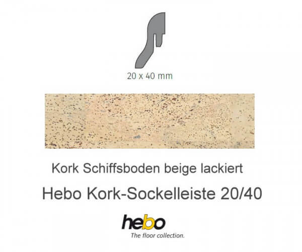 Hebo Sockelleiste 20/40 Kork Schiffsboden creme lackiert