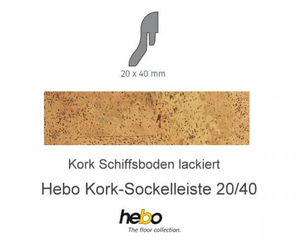 Hebo Sockelleiste 20/40 Kork Schiffsboden lackiert