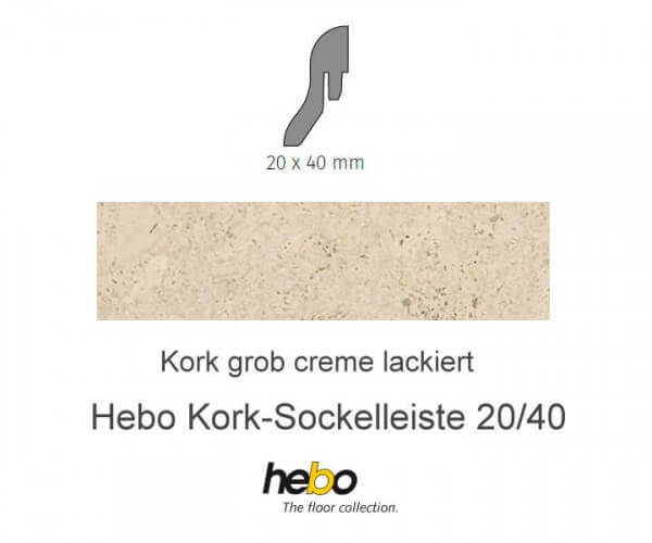 Hebo Sockelleiste 20/40 Kork grob creme